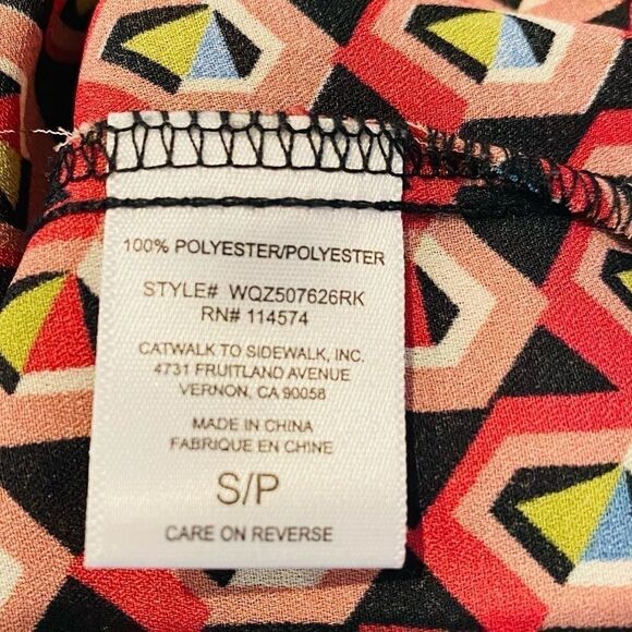 Pleione Geometric 3/4 Sleeve Blouse Size Small - Picture 4 of 5